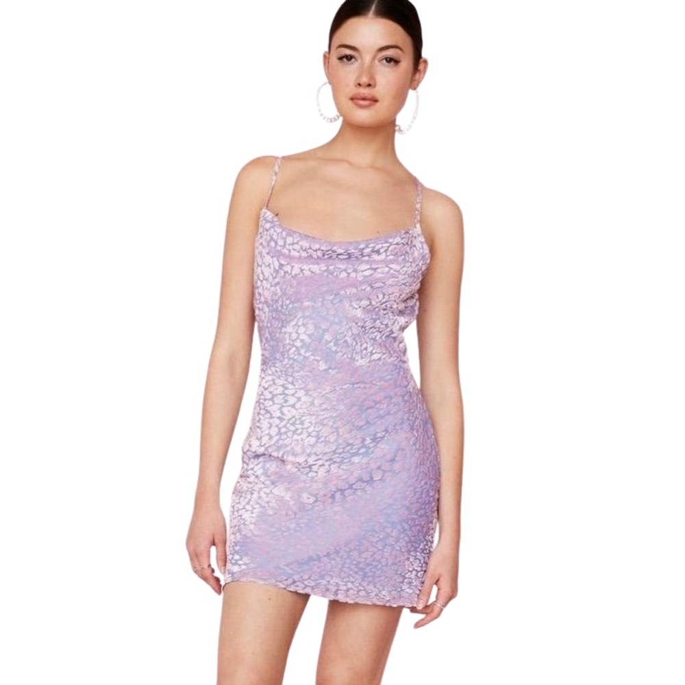 Nasty Gal Cheetah Print Cowl Neck Mini Slip Dress